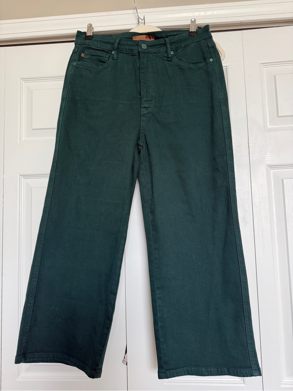 Judy Blue Deep Forest Green Relaxed Wide-Leg Jeans